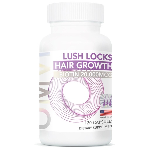 [BRSROHQDDN6QGGYV] Omvi Formulas, Hair Growth Supplement with Biotin 20,000mcg, Collagen, Keratin, Vitamin A, C, D3 & B12, Stronger Hair Skin and Nails, Non-GMO, Gluten Free, 120Capsules
