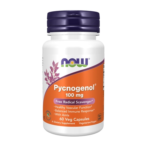 [BRSWIZQQDEORY3QZ] NOW Foods Supplements, Pycnogenol 100 mg (a Unique Combination of Proanthocyanidins from French Maritime Pine) with Amla, 60 Veg Capsules