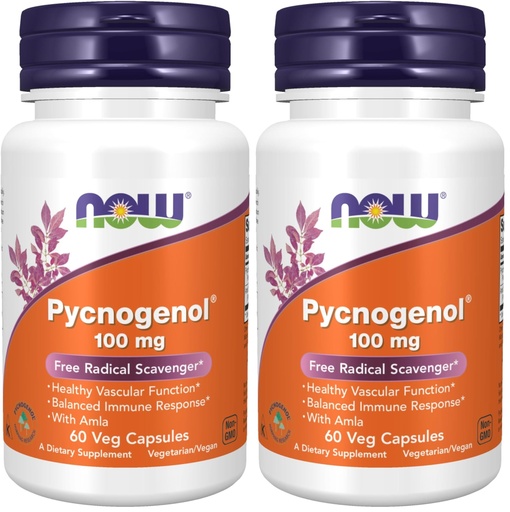 [BRSRGGQNOF5GYFI3] NOW Foods Supplements, Pycnogenol 100 mg (a Unique Combination of Proanthocyanidins from French Maritime Pine) with Amla, 60 Veg Capsules, (Pack of 2)