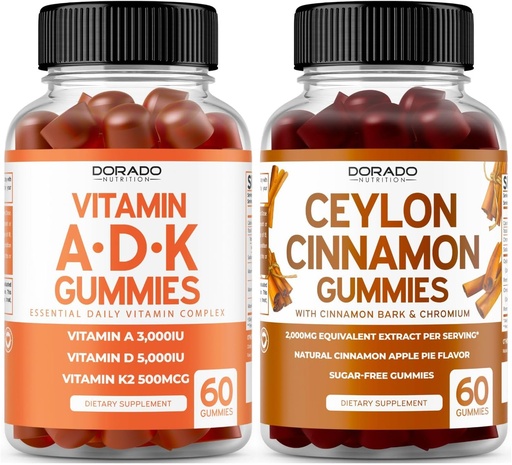 [BRSRAFDQBNYQECQU] ADK Gummies Vitamin D3 K2 (60 Gummies) - Supplement with D & K - 10 Vegan Supplement - Ceylon Cinnamon (60 Capsules) Digestion Overall Wellness Support - Ceylon Supplements - Vegan & Made in USA