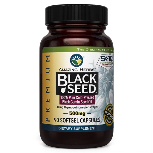 [BRSWIYTYAADRQ2DA] Amazing Herbs, Black Seed 500Mg, 90 Count