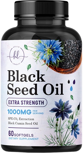 [BRSRA2QTOJ6GO23Z] Black Cumin Seed Oil 1000mg Per Serving - Premium Nigella Sativa Blackseed Softgels, Pure Natural Black Cumin Seed Oil & Antioxidant for Skin & Immune Support - Non GMO, Bottled in USA - 60 Softgels
