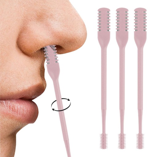 [BRSREHAHOYFGYYLP] Nasal Hair Cutter, 2025 Double-Sided Nose Hairs Removal, Manual 360° Rotating Nostril Hair Removal Tool, Manual Nose Hairs Cutter, Nasal Hair Trimmer with Ear Picker for Women Men (Pink, 3PCS)