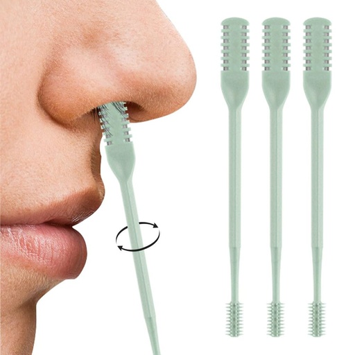 [BRSREHAHOZ5W2DTZ] Nasal Hair Cutter, 2025 Double-Sided Nose Hairs Removal, Manual 360° Rotating Nostril Hair Removal Tool, Manual Nose Hairs Cutter, Nasal Hair Trimmer with Ear Picker for Women Men (Green, 3PCS)