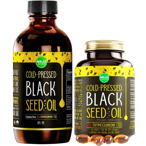 [BRSRAHA6CQARACDO] Maju Superfoods Black Seed Oil Capsules and Liquid Bundle