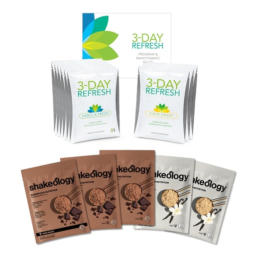[BRSRABAOCMCGYHQ2] BODi 3-Day Refresh & Shakeology 0g Added Sugar Sampler Pack Bundle - Vegan & Whey Protein, Supergreens, Probiotics, Adaptogens & 16-17g Protein per Serving for Digestion, Wellness & Weight Loss