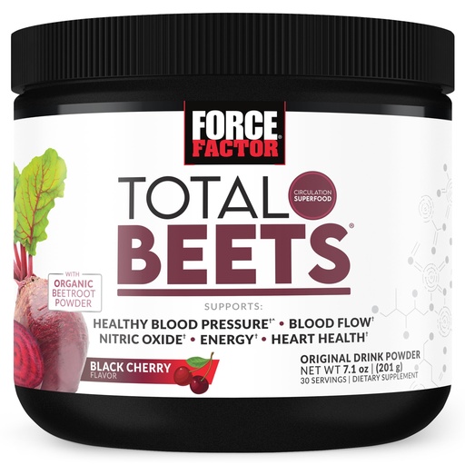 [BRSRMYYDAQMGEA37] Force Factor Total Beets Delicious Superfood Powder with Nitrates to Support Healthy Blood Pressure, Circulation, Blood Flow, Nitric Oxide, Energy, Stamina & Cardiovascular Heart Health, 30 Servings