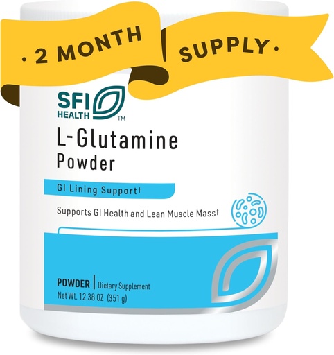 [BRSWECQQOEFAYHI6] Klaire Labs SFI Health L Glutamine Powder - 5000mg Free-Form & Hypoallergenic Amino Acid - Supports Muscle Recovery, Immune Support and GI Health - Non Dairy & Gluten Free (351 G / 60 Servings)