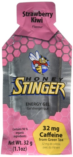 [BRSWKEYZAAAGIDTA] HONEY STINGER Organic Strawberry Kiwi Caffeinated Energy Gel Sgl, 1.1 OZ
