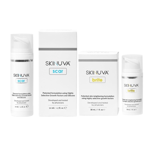[BRSWYCD4AQHBG3LK] Skinuva® Scar (1.7 oz) & Brite (1 oz) - Advanced Silicone Cream Matrix & Tone-Enhancing Cream Bundle Made with Growth Factors - Help Reduce the Appearance of Scars & Discoloration