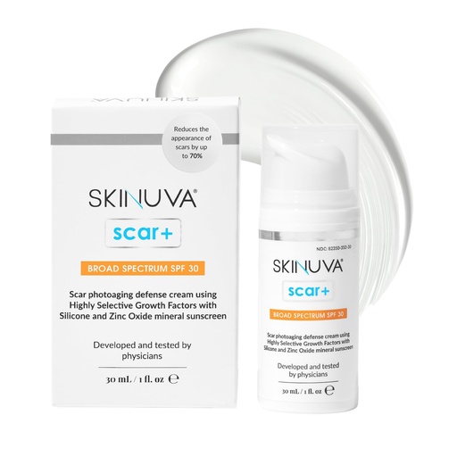 [BRSRMAAHCQNAKYLF] Skinuva® Scar+ Cream with SPF 30 for Face & Body - Old & New Scar Treatment for Surgery, Burns & Other Skin Trauma (1 oz)