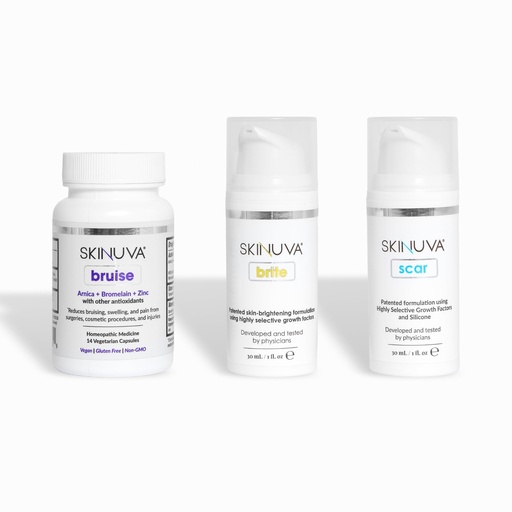 [BRSRMEACCB6AKHQ2] Skinuva® Complete Care System: Scar (1 oz), Brite (1 oz) & Bruise (14 Capsules) - Helps Reduce Scars, Discoloration, Bruising, & Swelling - Safe For All Skin Types