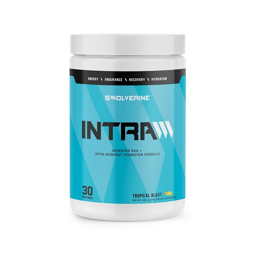 [BRSRMHYTCMMBAADG] Swolverine Intra | Essential Amino Acids, Electrolytes, Coconut Water, Pomegranate, Tart Cherry, Spirulina, Vegan, Non-GMO, Gluten Free (30 Servings, Tropical Blast)