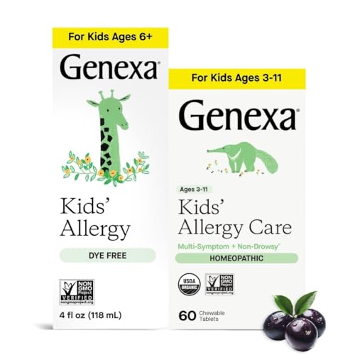 [BRSREGIKO4FWY2Y6] Genexa Kids Allergy Bundle | Powerful OTC Medicine + Gentle Homeopathic Remedy | Antihistamine, Relieves Runny Nose, Sneezing & Itchy Eyes | Organic Acai & Agave Flavors | Ages 6+
