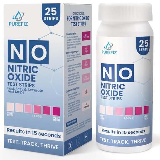 [BRSRABQDAEJRQHTO] Nitric Oxide Test Strips (25 Pack) – Easy-to-Use Saliva Test for Nitric Oxide Levels | Results in 15 Seconds | Track the Effects of NO Supplements | Support Energy, Circulation & Natural Wellness
