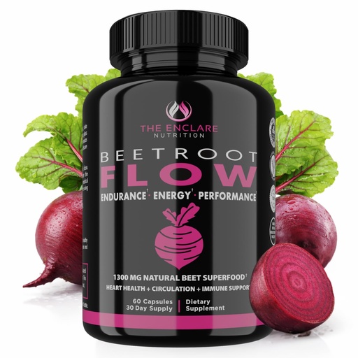 [BRSRMFQRDJ6RO3Y6] ENCLARE Beet Root Capsules 1300mg - Organic Beet Root Powder Capsules Support Heart Health, Blood Pressure, Brain, Energy, Circulation - Beetroot Powder Nitric Oxide Supplements, Non-GMO 60 Capsules