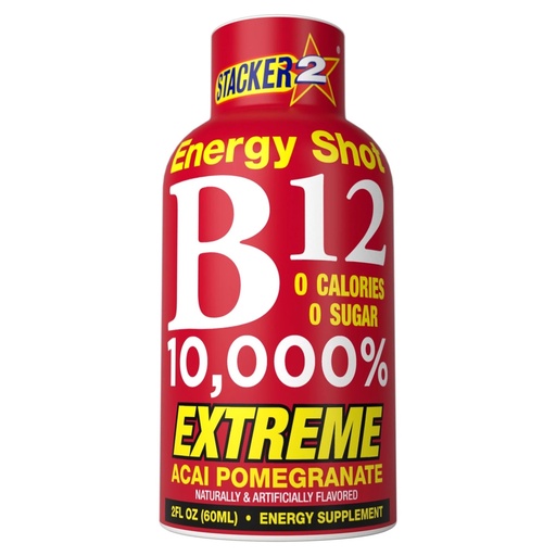 [BRSWGFA6OUDRM2QU] Stacker 2 Vitamin B Complex B12 B6 B3 Liquid Energy Shots - Vegansafe & Vegan Cyanocobalamin, 10,000% DRV - B-6 Pyridoxine 40mg - B3 Niacinamide (Niacin) 20mg - BASED BOX Bundle Pack (2oz, Pack of 24)