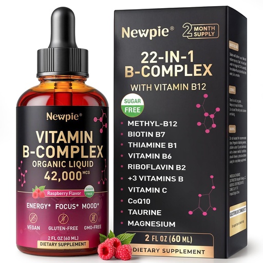 [BRSRGBT2BEAR6AYZ] Vitamin B Complex Liquid Drops - B12 Methylcobalamin, B6, B1, Niacin & Folate, Biotin, Vitamin C, Choline, Inositol, CoQ10 & Taurine - Methylated Sublingual for Energy & Focus - Vegan, Organic