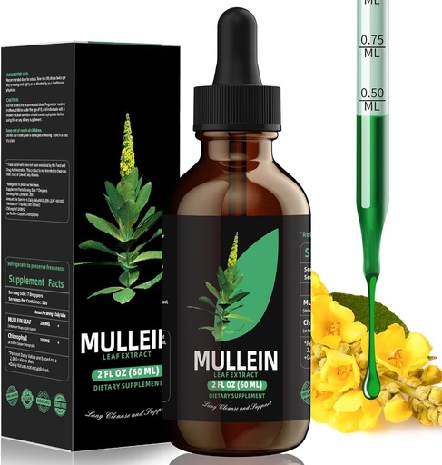 [BRSRAFAQBUBROCDP] YUMOYI Chlorophyll&Mullein Drops for Lungs - Support Lung Cleanse & Respiratory Function for Healthy Breathing - Natural Supplement, Tincture Drops | Non-GMO, Vegetarian | 1 Month Supply