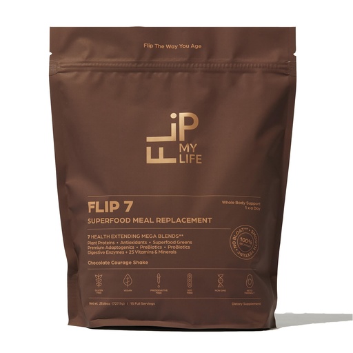[BRSROZIFCUNGMCTG] Flip My Life, Flip 7 Natural SuperFood, Plant-Based Protein, Complete Meal Replacement to Support Healthy Gut, 7 Mega Nutrient Rich Blends all in one to AGE BETTER - Chocolate