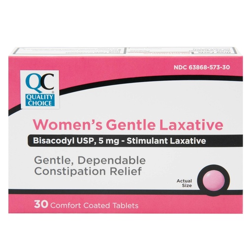 [BRSWIYYPOMMAGDDK] Quality Choice Enteric Coated Women's Laxative Bisacodyl 5mg. Tablets 30 Count, Boxes (Pack of 6)