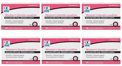 [BRSWK2T6CB5R42I5] Quality Choice Enteric Coated Women's Laxative Bisacodyl Tablets, 30 Count, Pack of 6