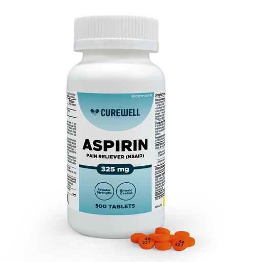 [BRSRGYL7PIOQE23B] Enteric Coated Aspirin Tablets 325mg (500 Count) NSAID Pain Reliever & Fever Reducer Coated Aspirin for Adults - Regular Strength for Headache Arthritis Menstrual & Muscle Pain