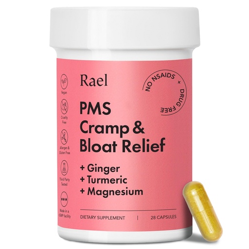 [BRSROHY6OUPAA3AZ] Rael PMS Supplement, Hormone Balance for Women, Relief from Menstrual Cramps with Turmeric, Ginger, Magnesium (28 Capsules)