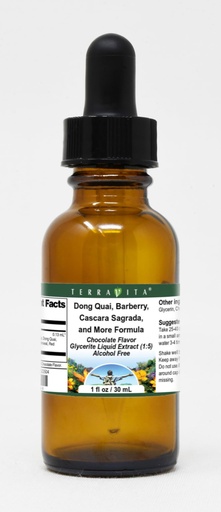 [BRSWGEIDCUCAOCDP] Dong Quai, Barberry, Cascara Sagrada, and More Formula Glycerite Liquid Extract (1:5) - Chocolate Flavored (1 oz, ZIN: 523504)