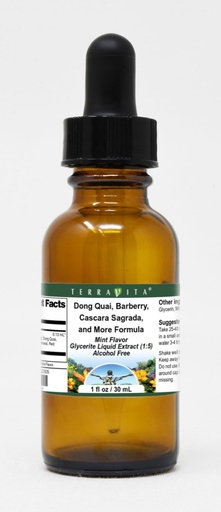 [BRSWGEIDCANAE3I2] Dong Quai, Barberry, Cascara Sagrada, and More Formula Glycerite Liquid Extract (1:5) - Mint Flavored (1 oz, ZIN: 523505)