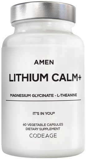 [BRSREHQLOZ4BAGTF] Amen Lithium Calm+ Supplement - Lithium Orotate Pills with Magnesium Glycinate & Oxide, L-Theanine - Gluten-Free, Non-GMO - 60 Capsules