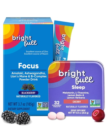 [BRSREATRA4BGYE3K] Focus Drink Mix with Ashwagandha, Lion’s Mane & B Vitamins, BlackBerry Flavor, 21 Day Supply Sleep Aid with Melatonin & Herbs, Cherry, 32 Tablets