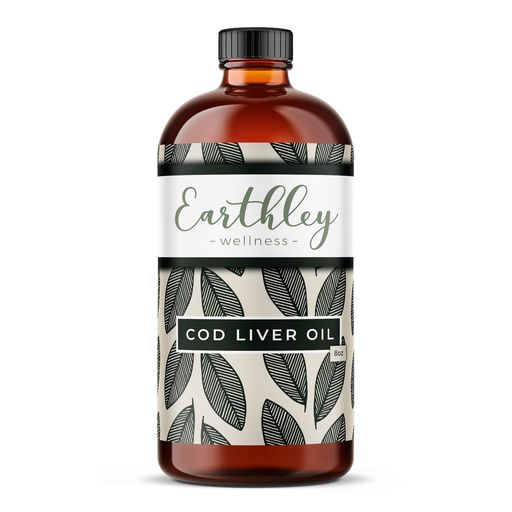 [BRSWYFIEAEFQ2HLL] Earthley Wellness Cod Liver Oil – Natural Source of Vitamins A & D, Omega-3 Fatty Acids, Immune & Brain Health Support, Line-Caught Cod, Non-GMO, (8oz Cod Liver Oil)