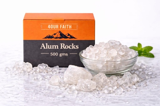 [BRSRGEIECUBRQ2TV] Fourfaith Potassium Alum Rock (Fitkari/Phitkari) 500g – 100% Natural Alum for Skincare & Odor Control, Pure Grade for Face and Body, Cruelty-Free