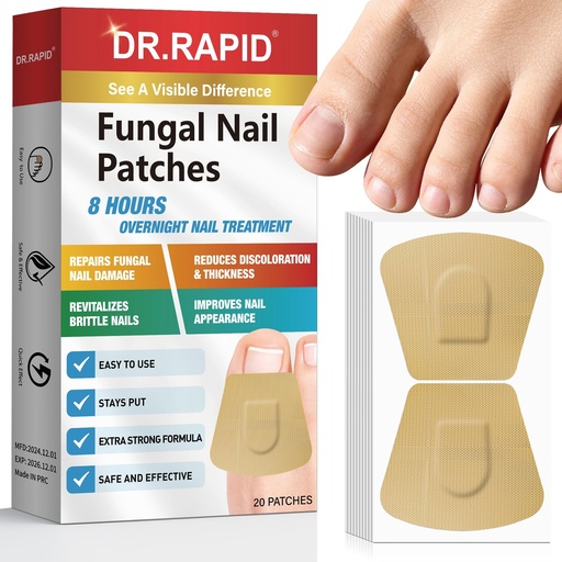 [BRSRABIDAADRYYL5] Fungal Nail Patches, Toenail Fungus Treatment Extra Strength - 20 Fungal Nail Patches for Toe Nail Fungus Treatments, 8-Hour Nighttime Nail Fungus Patches for Nail Fungus Treatment