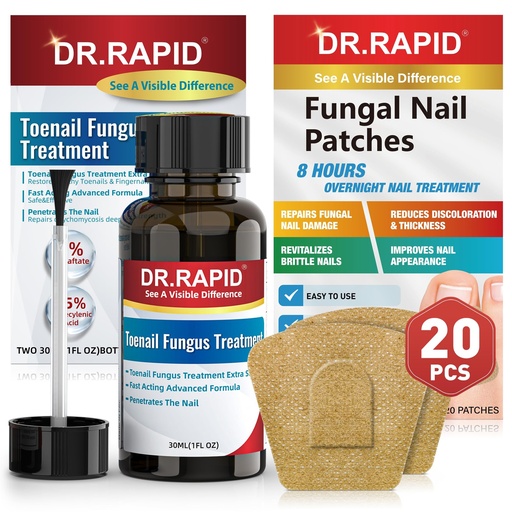 [BRSRABIDOYCBY3DG] Toenail Fungus Treatment Extra Strength - 30mL Toenail Fungus Treatments Liquid & 20 Fungal Nail Patches Nail Repair for Damaged Nails, for Fungi Nails, Athletes Foot - Nail Care Kit