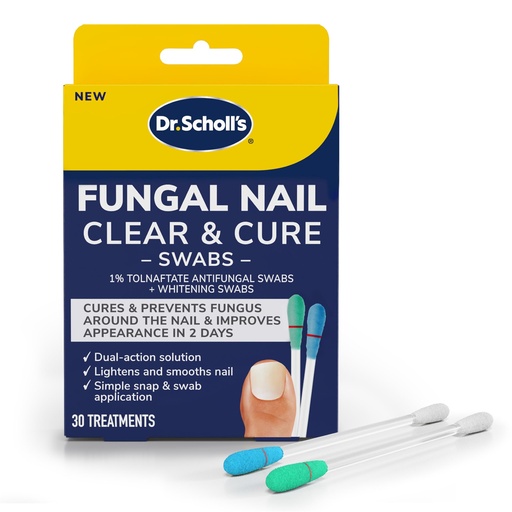 [BRSRABQ7O4DQ2HTV] Dr. Scholl’s Fungal Nail Clear & Cure Swabs, 30 ct - Nail Treatment with Tolnaftate to Cure & Relieve Athlete's Foot Fungus Around the Nail + Whitening Swab to Improve Nail Appearance in 2 Days
