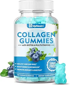 [BRSRO2YYBEHWEH3J] Sugar Free Collagen Peptides Gummies for Women Men, 1500mg Collagen Types I,II,III,V,X, Plus 5000mcg Biotin & Multi Vitamins for Healthy Skin Hair Nails, Immune Digestion Bone Support