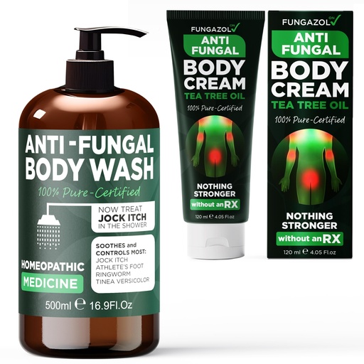 [BRSREZAPDIGQIFA2] Terramed Just Think Comfort Antifungal Body Cream for Jock Itch, Ringworm & Athlete’s Foot + Antifungal & Antibacterial Soap & Body Wash with Tea Tree Oil