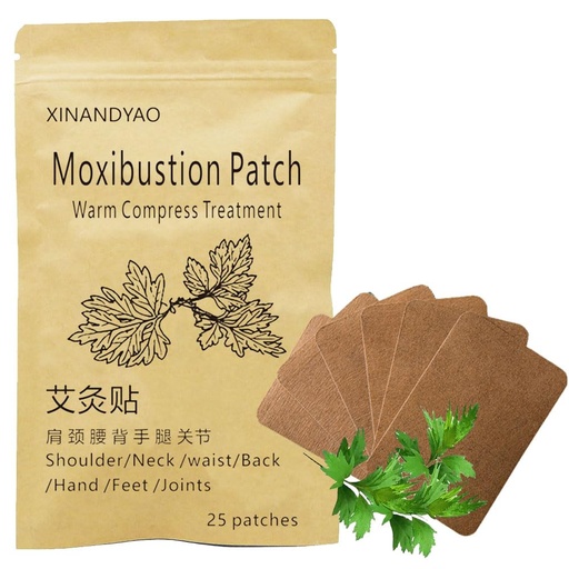 [BRSREFT6BZ7GCYA7] 25 Patches Moxibustion Herbal Warming Patch – Mugwort Self-Heating Pads, Comfort for Back, Neck, Shoulder, Knee & Joints, Traditional Chinese Inspired (12 * 8cm)