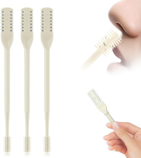 [BRSREAYKOAHWA3T3] Nasal Hair Cutter, 2025 New Nose Hair Trimmer for Men Women, 360° Rotating Portable Manual Nose Hair Remover, Double Sided Noses Hairs Knife Travel Essentials (Beige, 3Pcs)