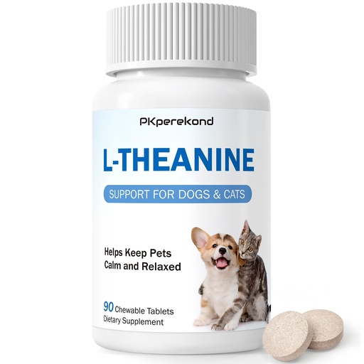 [BRSRACARBZ4AO3LB] L-Theanine Supplement for Dogs and Cats, 50mg, 90 Chewable Tablets, Helps Keep Pets Calm & Relaxed