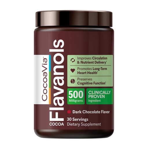 [BRSW2FA5CMIWKAA7] CocoaVia Cocoa Flavanols 500mg – Heart and Brain Support, High Flavanol Cocoa Extract, Boosts Nitric Oxide, Blood Circulation and Memory, Preworkout, Vegan, Gluten-Free, Dark Chocolate, 30-Day
