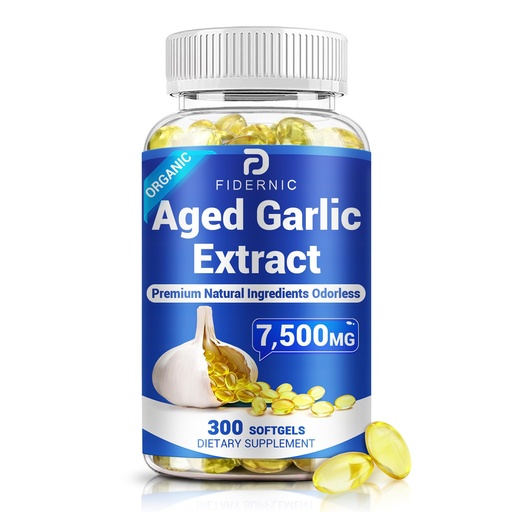 [BRSRGBADOEGRGET3] Aged Garlic Extract – Odorless Organic Garlic Supplement, Supports Immune Health & Heart Function, 2 Years Matured for Antioxidant Wellness, Natural Herbal Supplements, Non-GMO - 300 Softgels