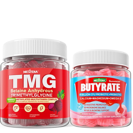 [BRSREBACB4FBU3DZ] Nextdia Butyrate, TMG Supplements Gummies, 4Pack