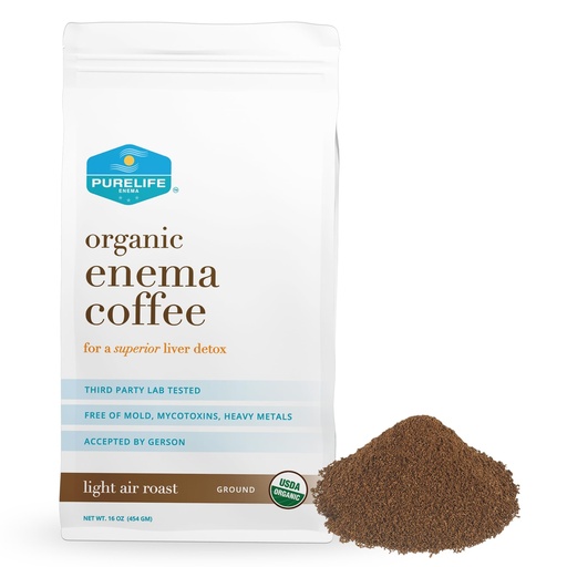 [BRSWKFQ2AUNA4HD4] Purelife Organic Enema Coffee- 1 Lb. Light Air Roasted - LAB TESTED - Mold, Fungus, Mycotoxin Free