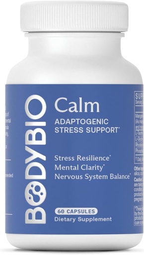 [BRSW2YL6BENBEFIZ] BodyBio Calm - Φυσικό άγχος ανακούφιση με Rhodiola, Glycine & Phosphatidylserine - Υποστηρίζει χαλάρωση, ψυχική εστίαση & ισορροπημένη κορτιζόλη - Μη- υπνηλία Φόρμουλα