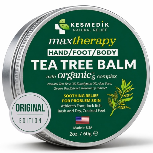 [BRSRAAABPJ6ROCAY] KESMEDIK Tea Tree Oil Balm for Skin, Soothes Itching, Rashes & Dry Skin, Antifungal Defense for Athlete’s Foot, Jock Itch, Chafing, Bug Bites & Eczema, Natural, Effective & Safe for All Ages