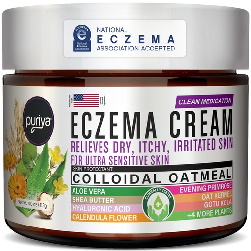 [BRSRM2YQOIHBE23F] Puriya 5-in-1 Eczema Cream for Kids, Baby, Toddler, Adults, Advanced Colloidal Oatmeal Lotion for Dry, Itchy Skin Relief on Face and Body, Clinically Tested, Intensive Moisturizing Eczema Treatment