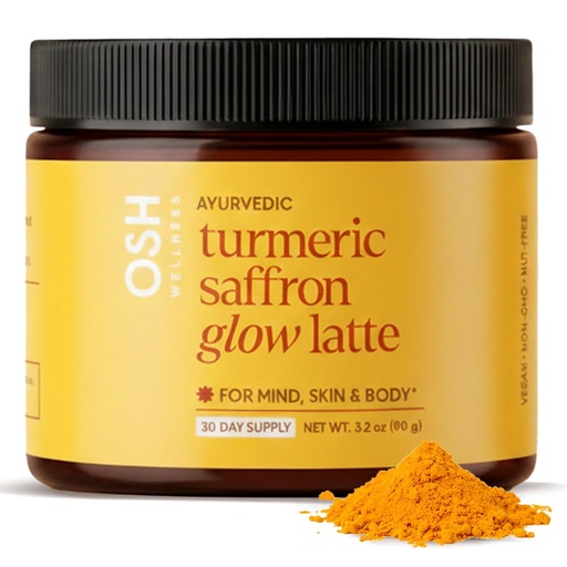 [BRSRGHDQPMDQADYV] Turmeric Saffron Glow Latte | Calm Nights & Radiance Support* | Golden Milk with Kashmiri Saffron, Ginger, Turmeric & Acerola Vitamin C | Caffeine-Free Daily Ritual | Ayurvedic Drink Mix
